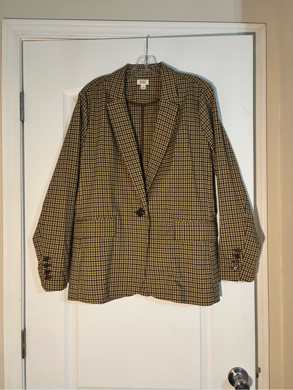 a.n.a Brown Check Single-Button Blazer